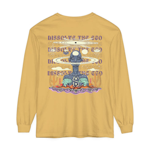 Dissolve The Ego (Back design) - Unisex Garment-dyed Long Sleeve T-Shirt